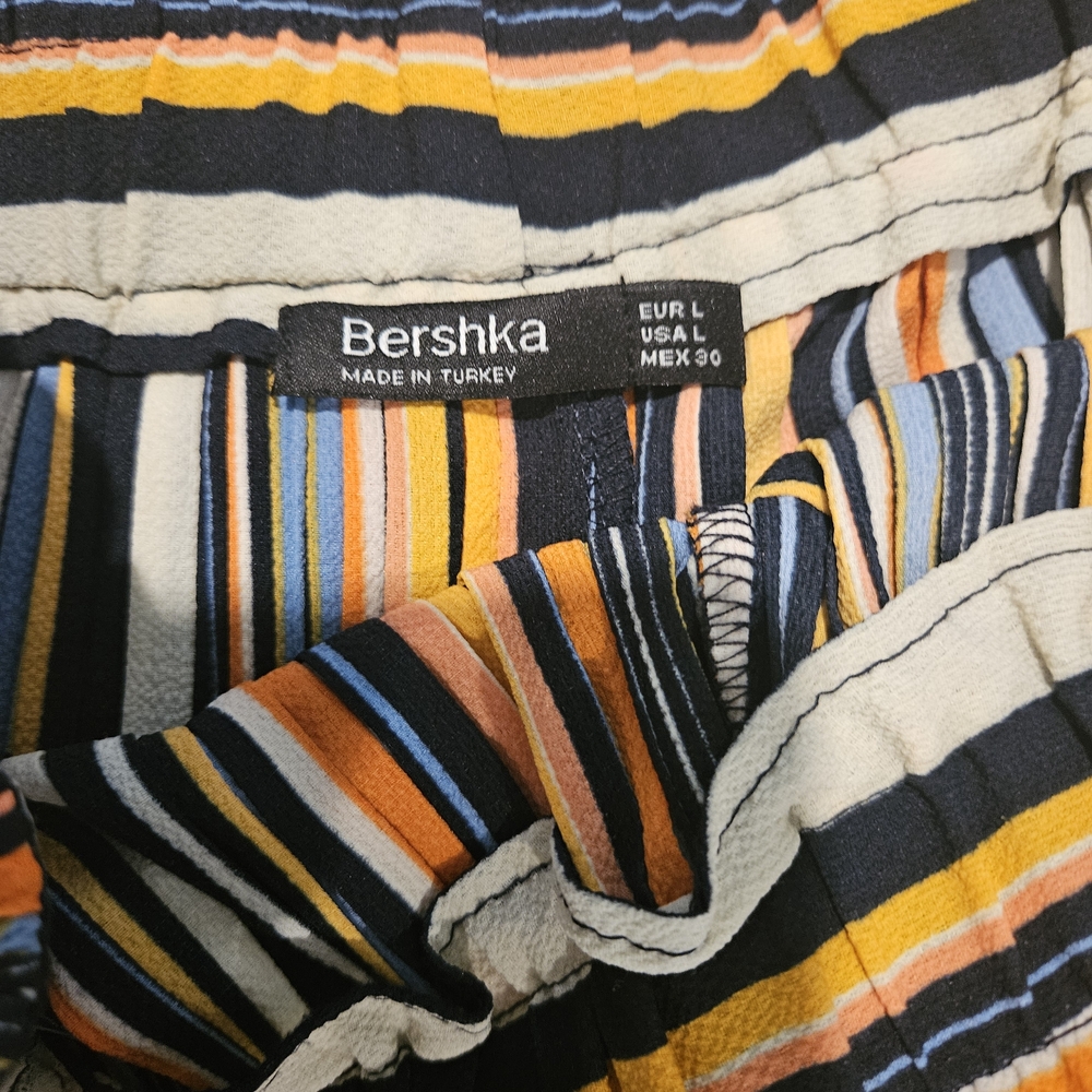 Bershka Multi-Stripe Wide Leg Pants - Yellow, Blue, Black, White - Picture 4 of 7